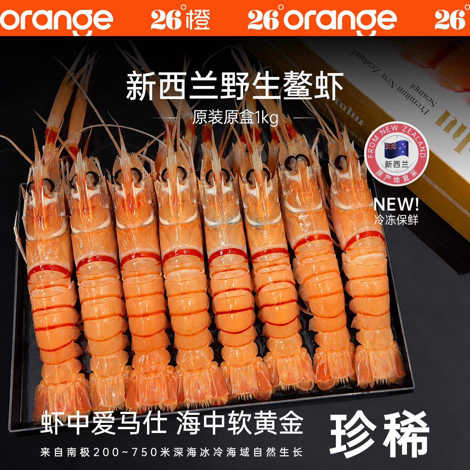 26°橙新西兰进口野生鳌虾Scampi