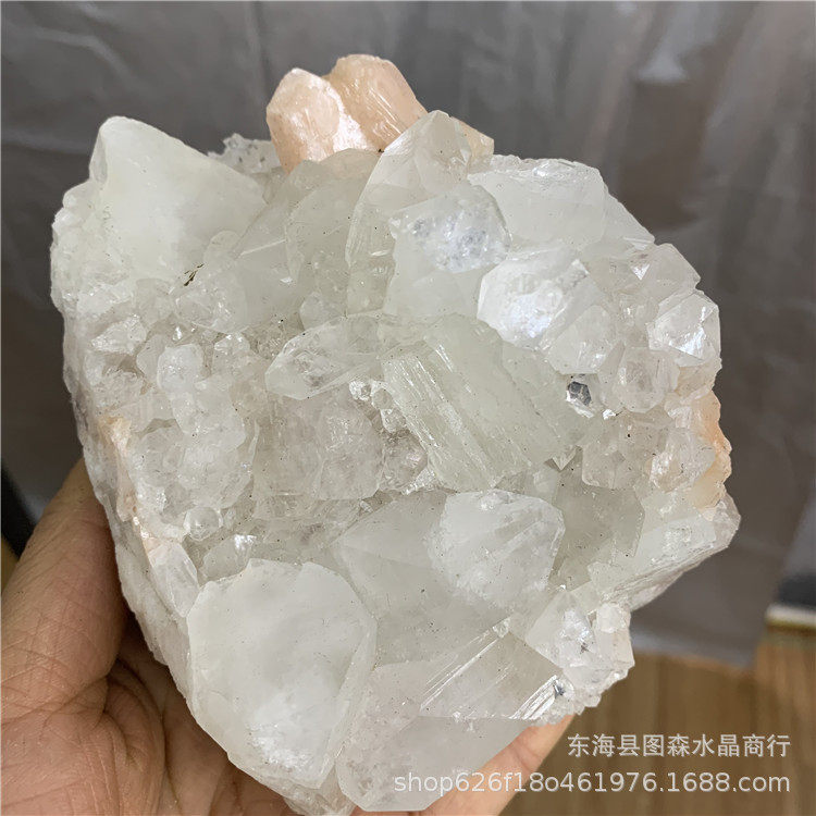 批发原矿水晶工艺品鱼眼石矿标半宝石晶质体居家办公装饰品