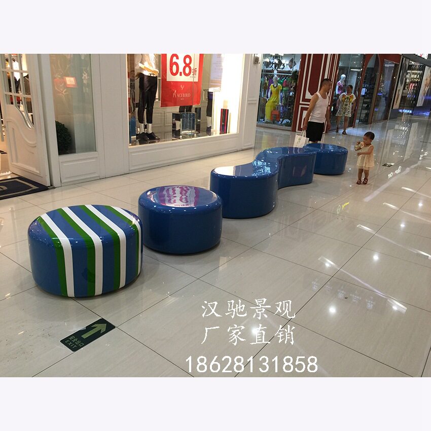 玻璃钢休闲座椅玻璃钢花器花钢花盆商场座椅花盆组合商业美陈