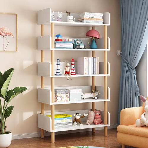 现代简约置物架书架简易落地客厅卧室收纳整理架多层隔板储物架