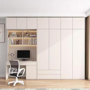 实木衣柜书桌一体书柜转角组合带电脑桌子卧室连体衣橱小户型家用