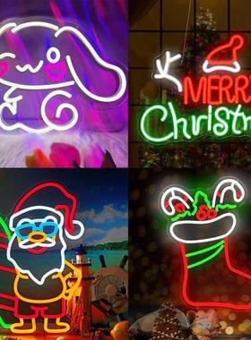 霓虹灯标志MerryChristmas圣诞节灯牌房间派对装饰氛围灯