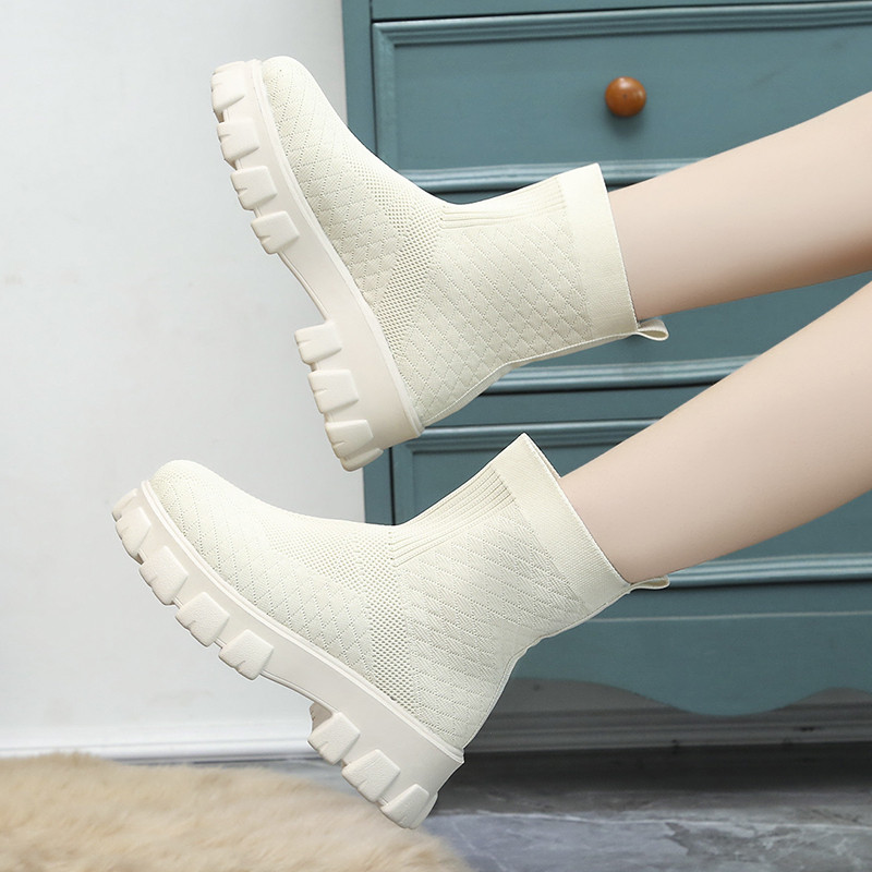 大码女鞋41一43弹力袜靴女百搭厚底2021年新款显脚小网红马丁靴42,女鞋,马丁靴,淘宝优惠券,粉丝福利购,淘宝优惠卷