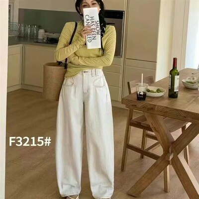 阔腿牛仔裤女春季新款韩版高腰宽松显瘦百搭休闲弯刀裤世0.76