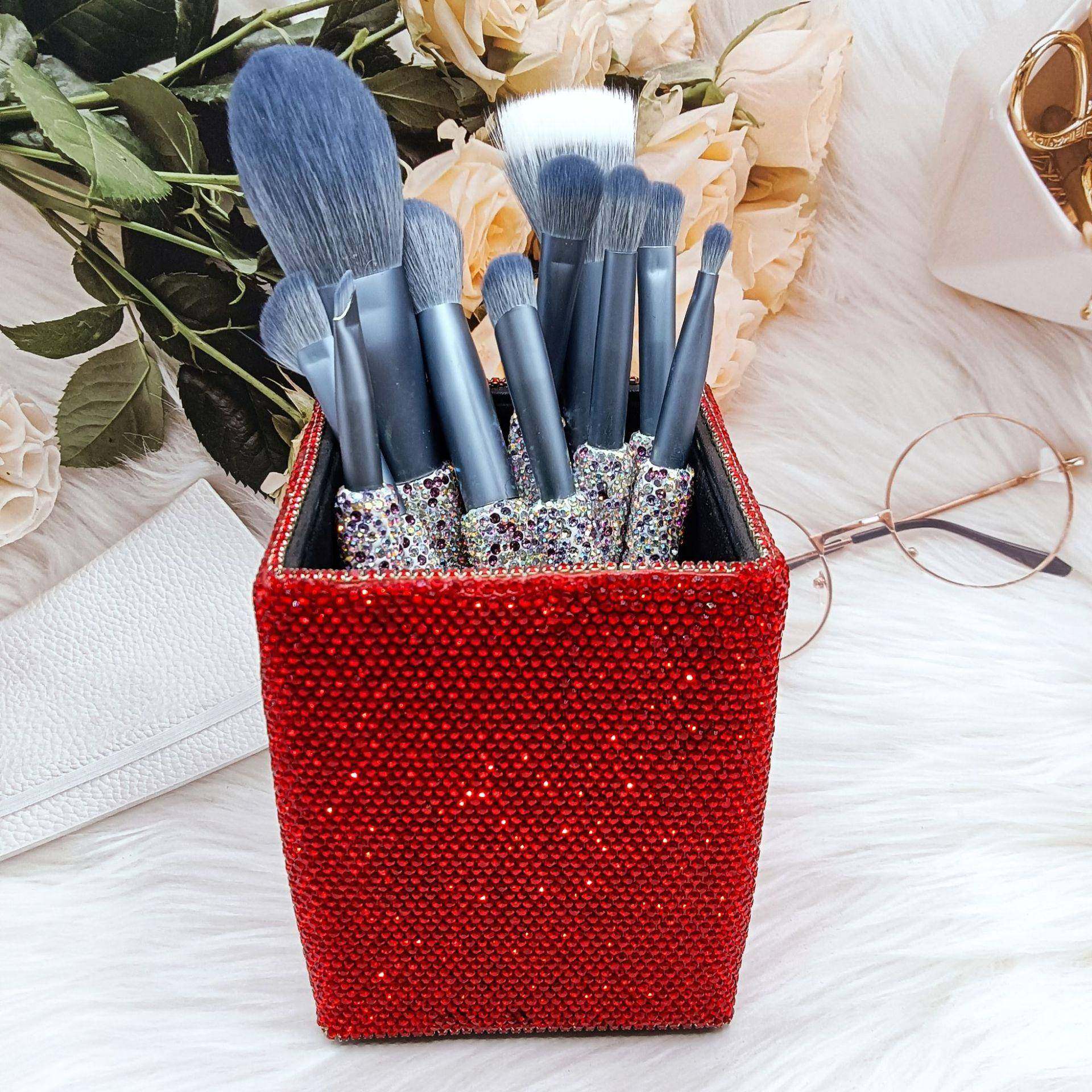 镶钻方形笔筒办公室桌面收纳筐化妆刷收纳筒,电子元器件市场,其它元器件,淘宝优惠券,粉丝福利购,淘宝优惠卷