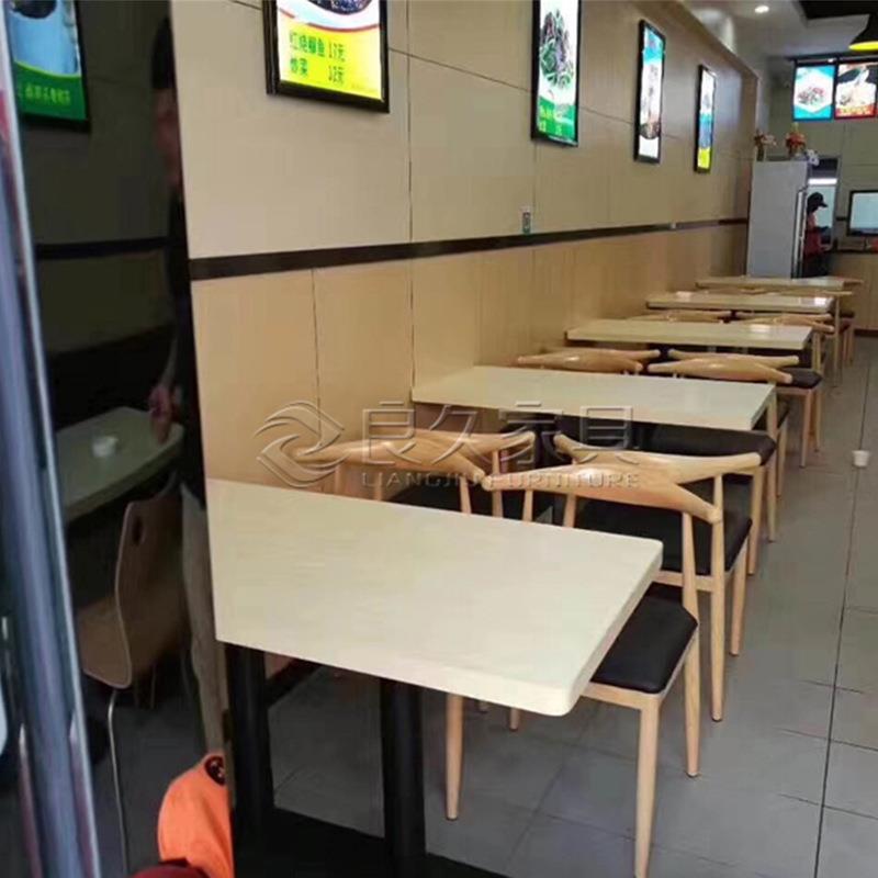 广州小吃店快餐店大理石餐桌面食店工厂食堂四人位餐厅餐台凳
