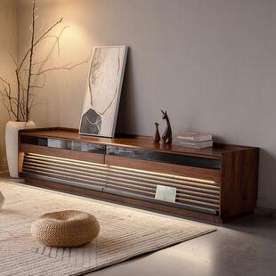 日式北美黑胡桃木落地电视柜全实木客厅家用储物柜抽屉柜视听柜