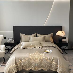 欧式床单四件套全棉高级感轻奢冰丝被套新款纯棉结婚床上用品1.8m