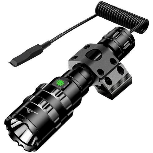 户外搜寻远射LED红光绿光白光照明USB充电手电筒18650电池