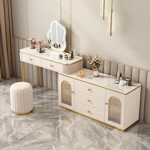 轻奢岩板梳妆台斗柜一体意式极简卧室化妆桌现代简约智能梳妆台