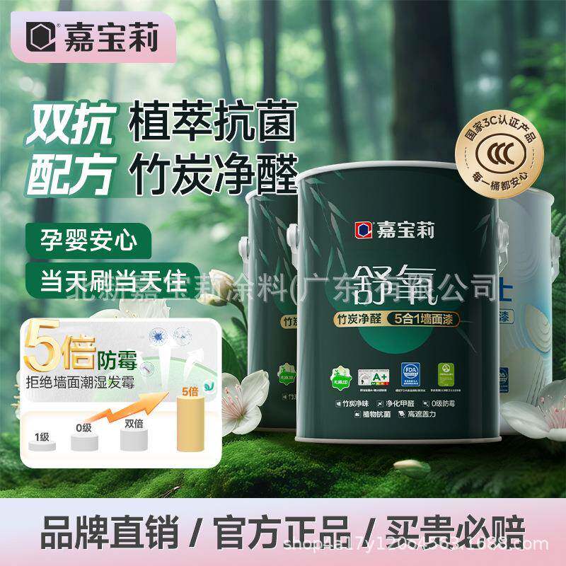 嘉宝莉乳胶漆室内家用内墙竹炭抗甲醛油漆自刷净味涂料五合一墙漆