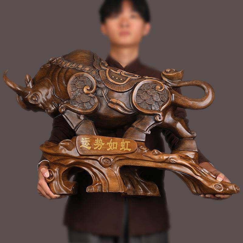 招财风水木雕牛摆件办公室桌面老板桌前台装饰品公司门店开业送礼,机械设备,其他机械设备,淘宝优惠券,粉丝福利购,淘宝优惠卷