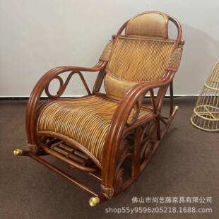 天然真藤摇椅躺椅大人阳台家用休闲老人专用睡椅藤编藤椅摇摇椅