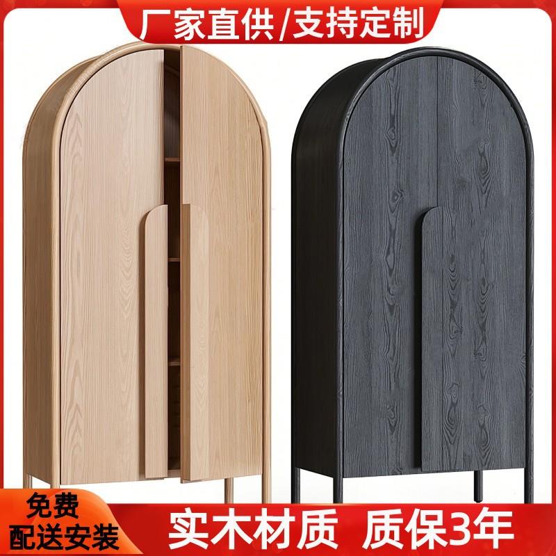 北欧烤漆衣柜实木简易双开门衣帽柜现代简约卧室衣橱多功能储物柜