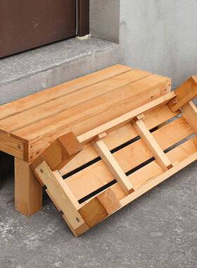 OQ5M防腐木楼梯踏步板浴室实木家用台阶脚踏阳台增高踩脚凳厨房脚