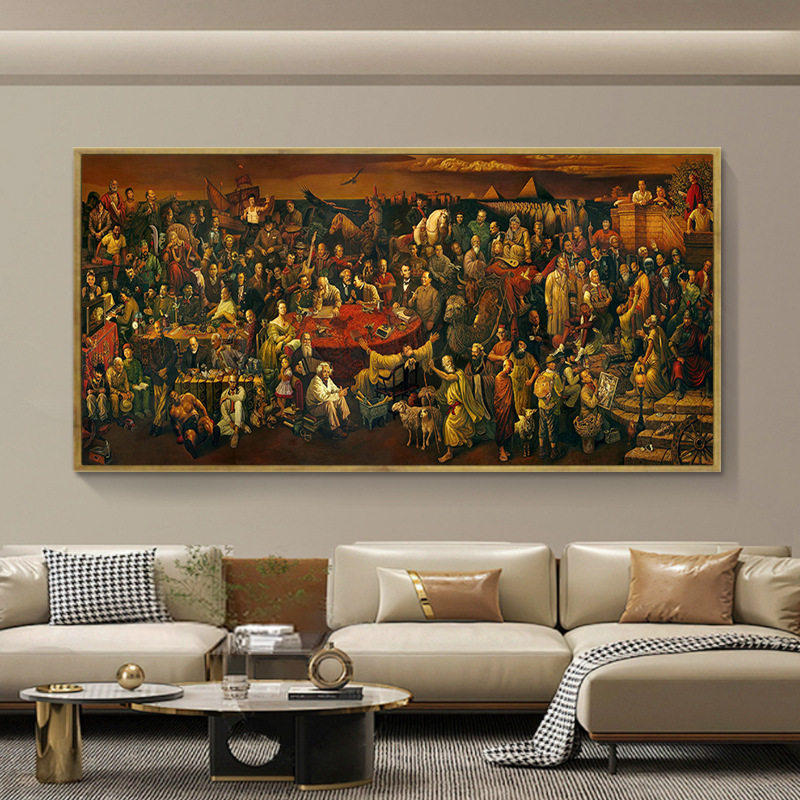 世界103位名人画与但丁讨论神曲油画世界名画装饰画客厅挂画壁画
