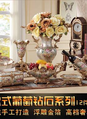 欧式时果盘纸CNO巾盒花瓶摆装饰品家居玄烟灰缸收件尚纳关纸巾盒