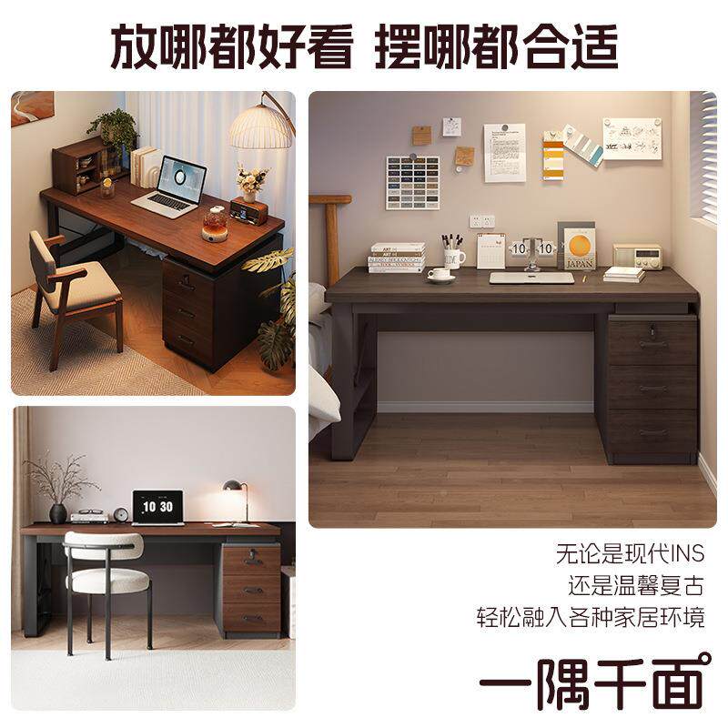 电脑桌卧家用简咨询客服约带室锁抽屉办桌子0225新公款单人写字书