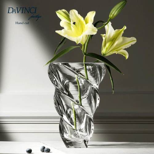 意大处原装进口davinci水晶玻璃花瓶时尚简约插花摆件透明花瓶