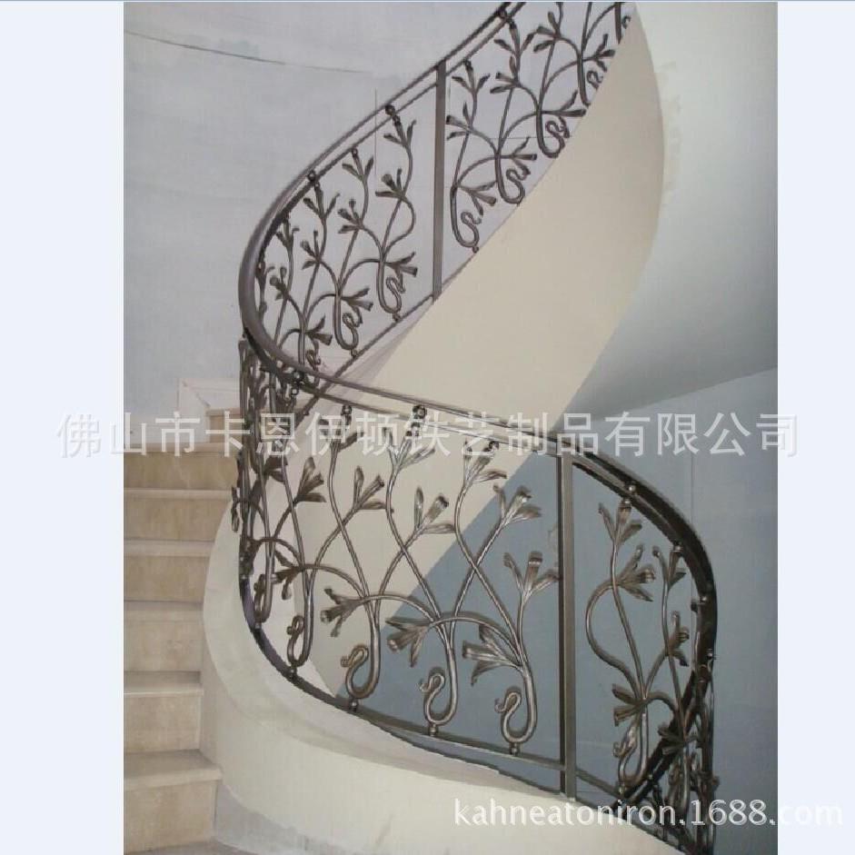 欧式手工锻造锌钢铁艺楼梯扶手不锈钢护栏艺术栏杆安装出口