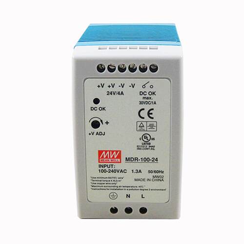 现货明纬导轨式开关电源MDR-100-12/24/48V小体积100W塑料外壳