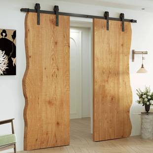 实木谷仓门玻璃洞洞门复中古风移门厨房卫生间衣帽间吊轨推拉门