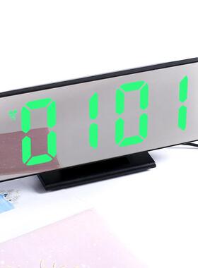 工厂多功能大屏幕电子钟静音LED镜面闹钟智能数码创意家居