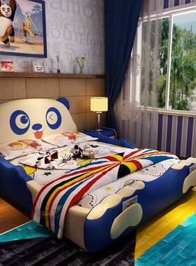 NRFK018#儿童床男孩卡通创意卡通时尚单人熊猫床家具女孩现货