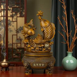 连年有鱼摆件客厅酒柜办公室装饰鲤鱼跃龙门乔迁开业送礼