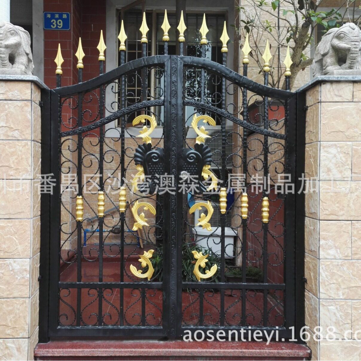 广州入户铁艺侧门仿古庭院门围墙小区防盗入口欧式小铁门送装一体