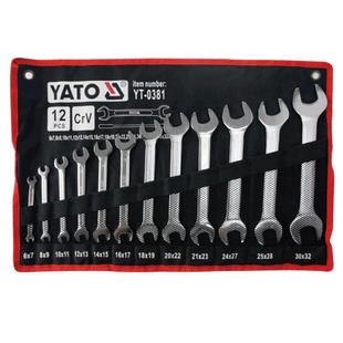 呆扳手铬钒钢12件套6 易尔拓 0381双开口扳手套装 32mm YATO