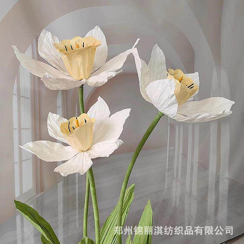 水仙花婚庆道具路引花手工纸花婚礼舞台仿真花摆件商场美陈摄影花