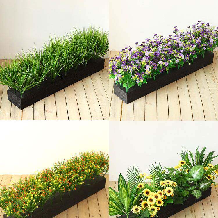 綠植假花绿植装饰花箱花槽售楼部餐厅隔断套装娟花长栅栏插花