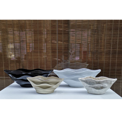 波浪船型玻璃钢花盆现代简约公司前台酒店家居开业桌面仿真花摆设