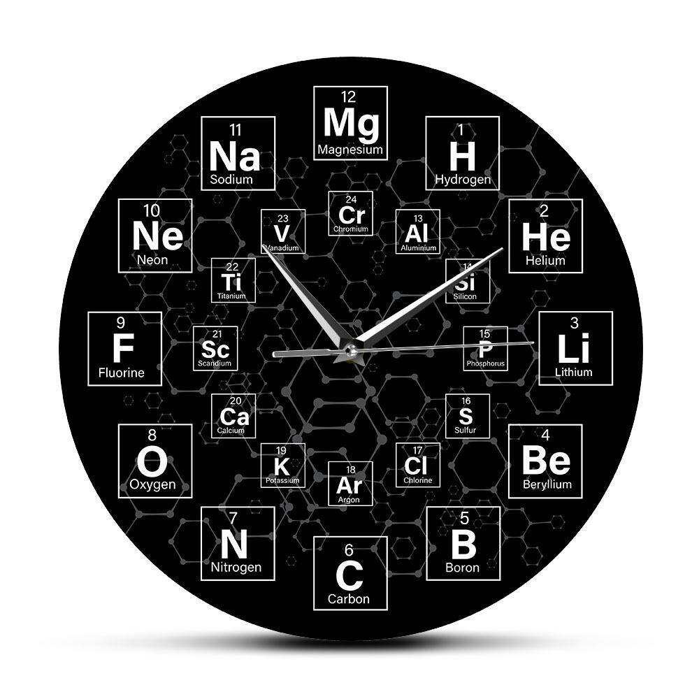 化学符号元素周期表分子链分解合并挂钟科学艺术家居墙壁装饰时钟