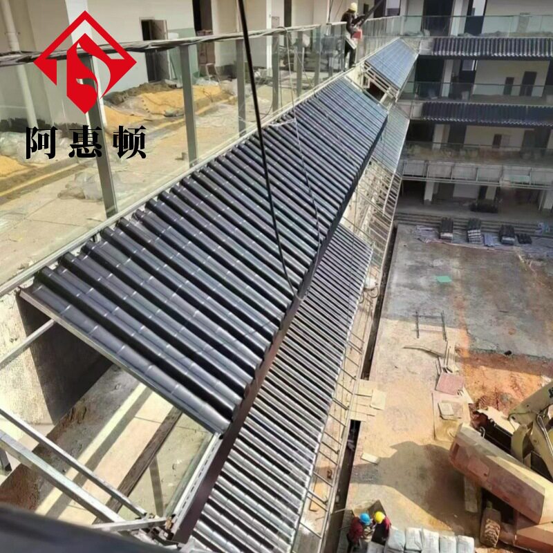 金属仿古琉璃瓦地铁站屋面1.2mm厚770型屋面连体筒瓦