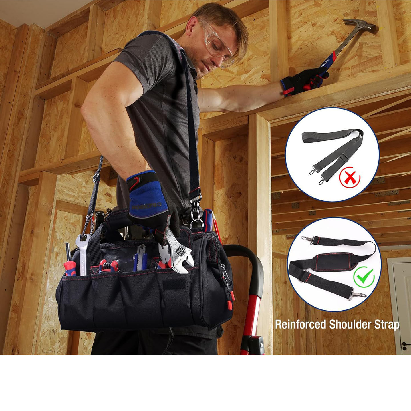 定 制维修工具包14 英寸工具多口袋工具收纳袋 带可调节肩带