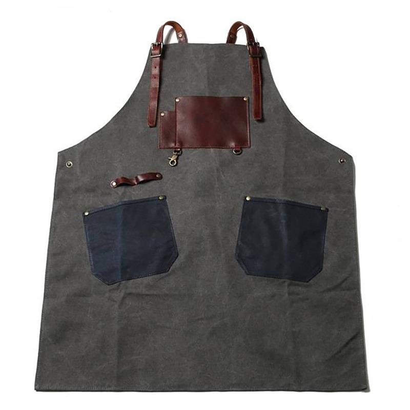 帆布裙工具围裙欧美爆款机修木匠制服配疯马皮防
