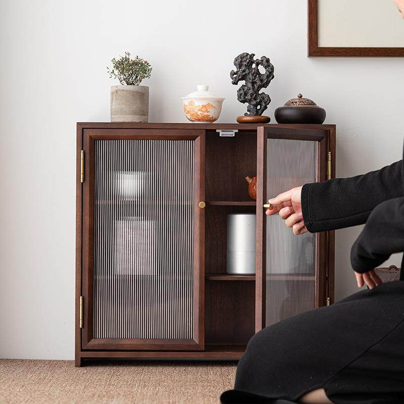 黑胡桃木玻璃收纳柜家用茶具古董茶壶实木桌面杯子收藏储物柜茶具,节庆用品/礼品,新娘配件,淘宝优惠券,粉丝福利购,淘宝优惠卷