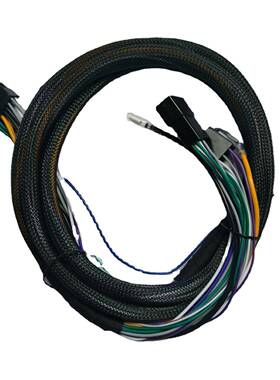 汽车功放线束2x7P5557黑色1007#16/18/20线旗形端子ATC35A保险丝