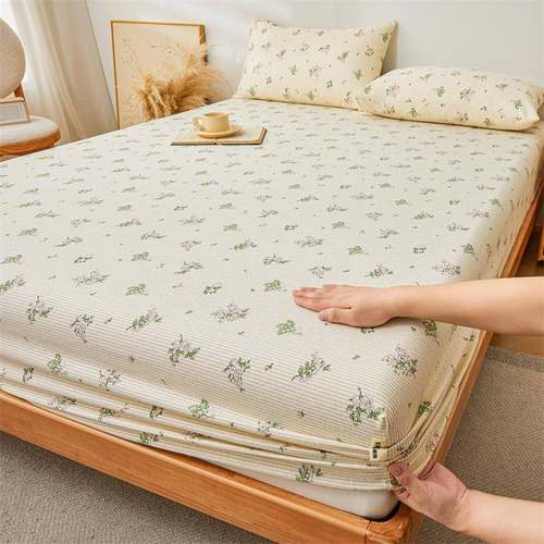 B0Z纯棉老粗布床笠单件全棉床垫保护罩防尘罩防滑床单席梦思保护