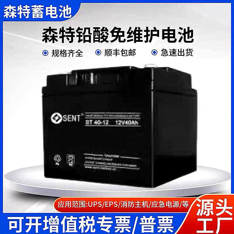 SENT森特蓄电池ST100-12V7 17 24 38 40 65 120AH机房直流屏专用