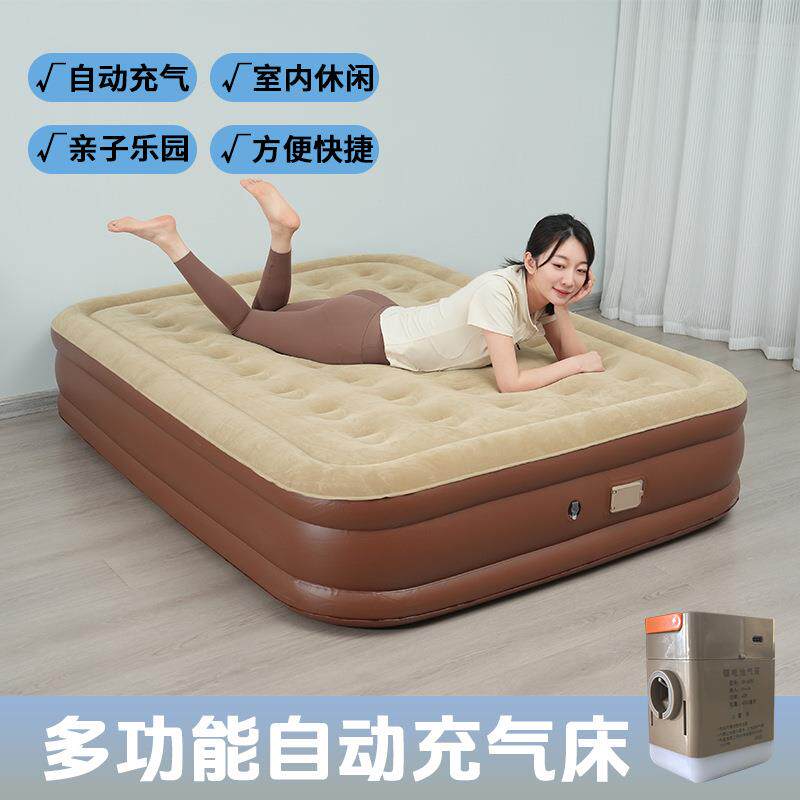 深圳工厂充气垫床家用加厚双人床垫电动充气户外拉丝睡垫加厚露营