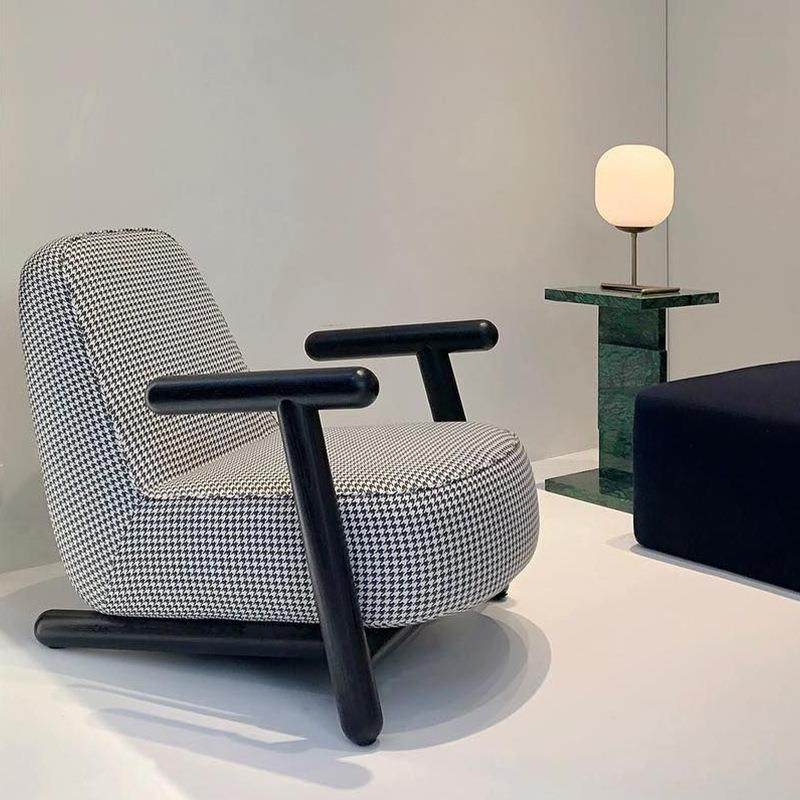 沙发椅现代轻奢单人沙发千鸟格单椅休闲椅实木洽谈椅设计师家具,纺织面料/辅料/配套,纺织机械配件,淘宝优惠券,粉丝福利购,淘宝优惠卷