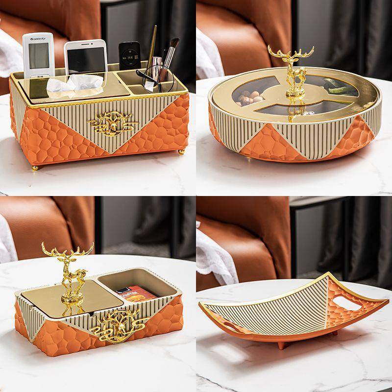 果新款现轻奢水果盘糖客厅家代用美式茶几零食干盘分格FUE果盘瓜