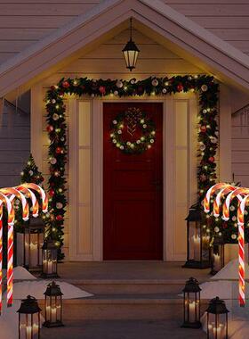 爆款YBN一拖十庭拐杖灯圣插诞节装饰糖果棒糖节日室内院棒地灯灯