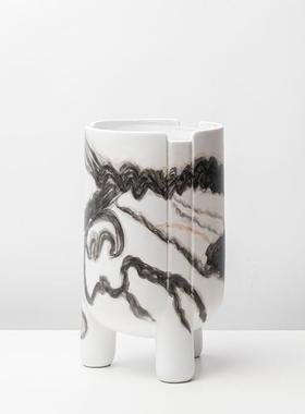 新厅中创意水墨直脂筒树花瓶花式器软装样板房客LSZ0681三脚插花