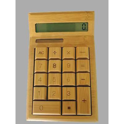 19制太阳能计算器可爱环保朴实木竹子制古品竹商店财务会计文办公