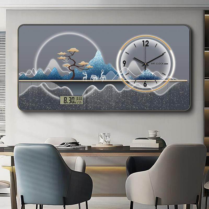 现代餐新式创意钟装饰画厅卧室客厅走钟表画廊装饰画表钟表装饰中
