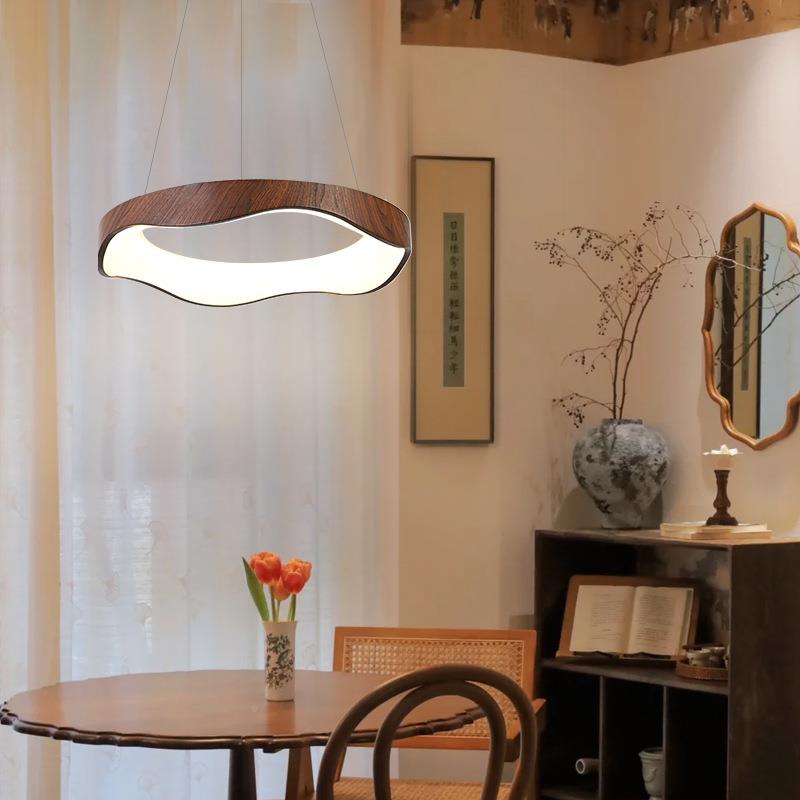 中古618风餐厅灯复胡桃木色简现代客厅高灯卧室灯级感大气古约吊